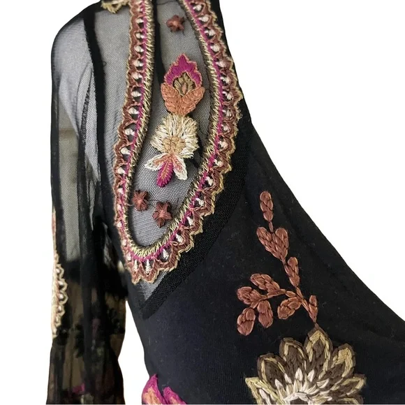 Free People Embroidered Sheer Corset Top XS Florence Festival - Picture 8 of 13